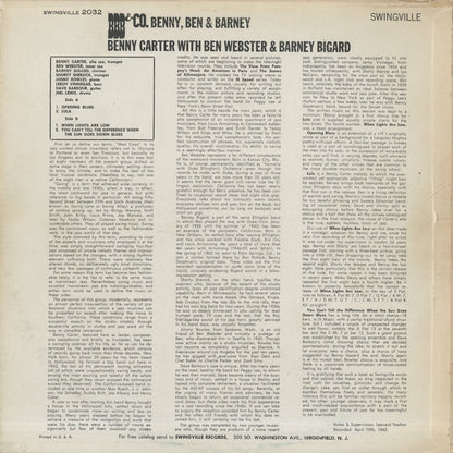 Benny Carter With Ben Webster & Barney Bigard / ベニー・カーター　ベン・ウェブスター　バーニー・ビガード / BBB & Co. (SV2032)
