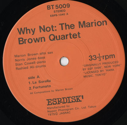 Marion Brown Quartet / マリオン・ブラウン / Why Not (BT-5009)