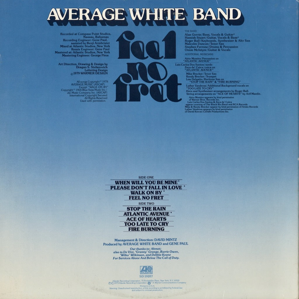 Average White Band / アヴェレージ・ホワイト・バンド / Feel No Fret (SD 19027)