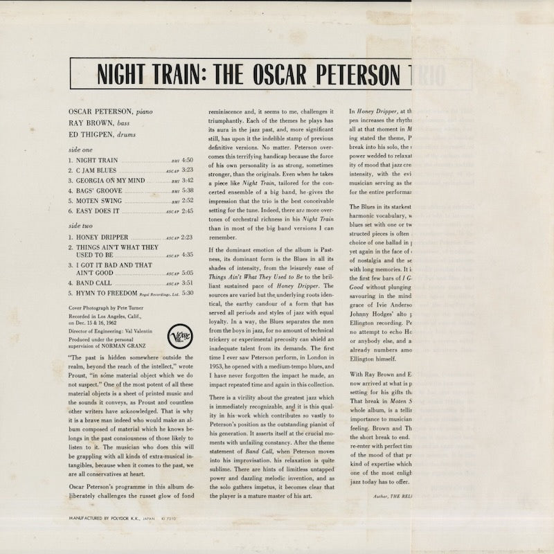 Oscar Peterson Trio / オスカー・ピーターソン / Night Train (MV 2063)