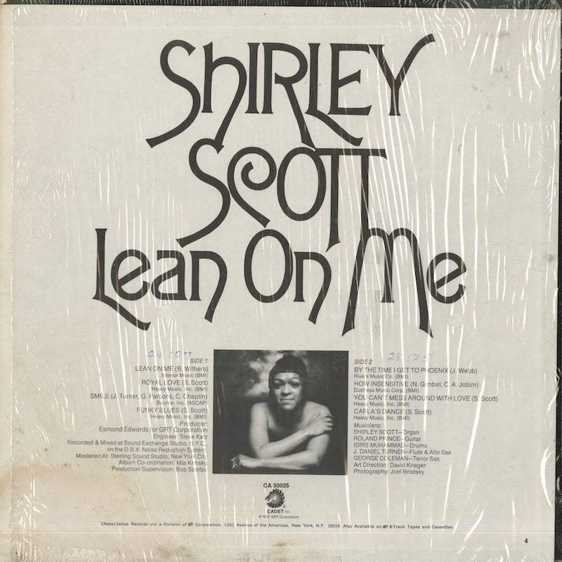Shirley Scott / シャーリー・スコット / Lean On Me (CA50025)