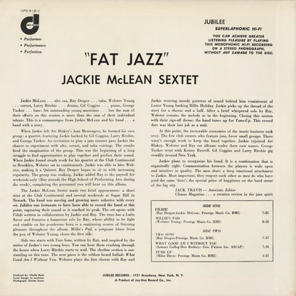 Jackie McLean / ジャッキー・マクリーン / Plays Fat Jazz (UPS-518-J)