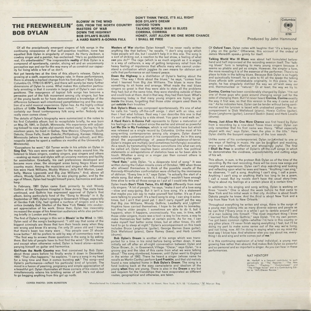 Bob Dylan / ボブ・ディラン / The Freewheelin' (JC 8786)