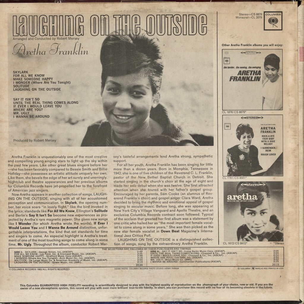 Aretha Franklin / アレサ・フランクリン / Laughing On The Outside (CL 2079) USオリジナル MONO盤
