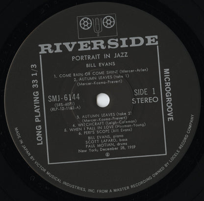 Bill Evans Trio - Portrait In Jazz (SMJ-6144) LP 1976 JPN Riverside / Victor｜中古LP