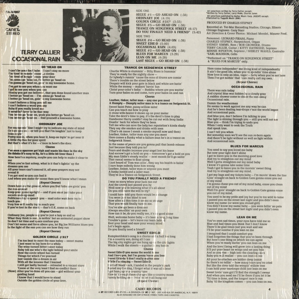 Terry Callier – Occasional Rain (CA-50007) LP 1972 US Cadet | 中古LP
