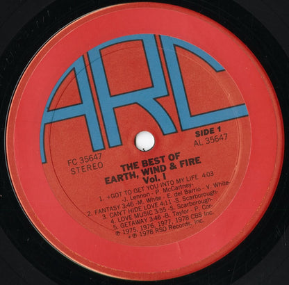 Earth Wind & Fire - The Best Of Earth Wind & Fire Vol.1 (FC 35647) 1978 US ARC｜中古LP