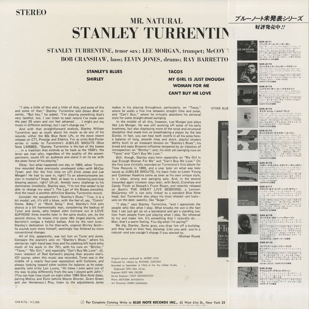 Stanley Turrentine / スタンリー・タレンタイン / Mr. Natural (GXK 8176)