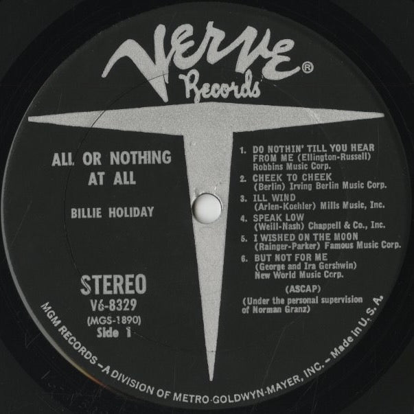 Billie Holiday / ビリー・ホリデイ / All Or Nothing At All (V6-8329)