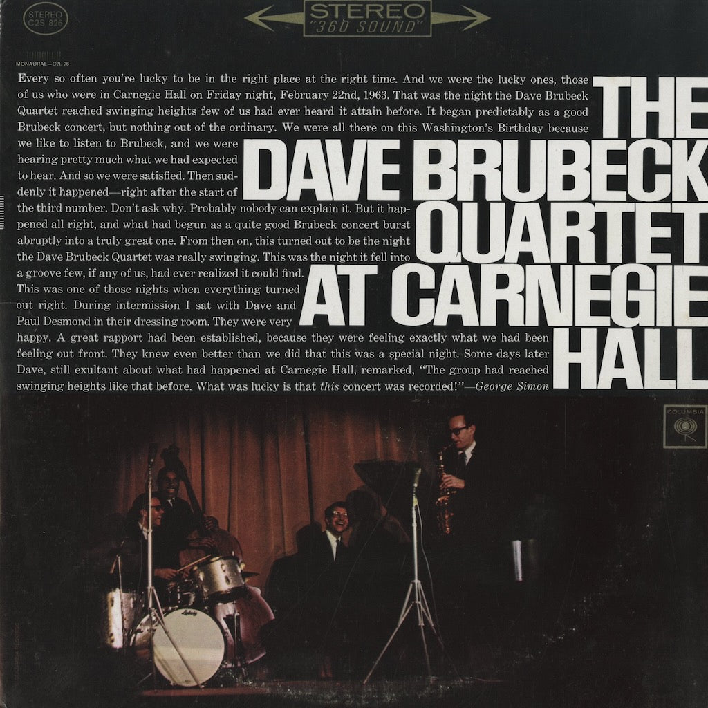 Dave Brubeck / デイヴ・ブルーベック / At Carnegie Hall (C2S-826)