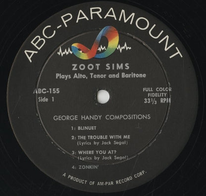 Zoot Sims / ズート・シムズ / Plays Alto, Tenor And Baritones (ABC-155)