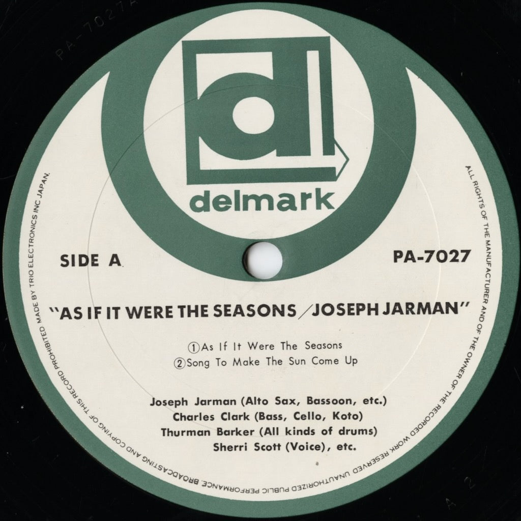Joseph Jarman - As If It Were The Seasons (PA-7027) LP 1972 JPN Delmark｜中古LP