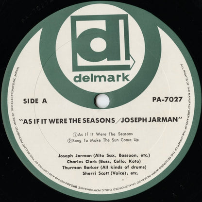 Joseph Jarman - As If It Were The Seasons (PA-7027) LP 1972 JPN Delmark｜中古LP