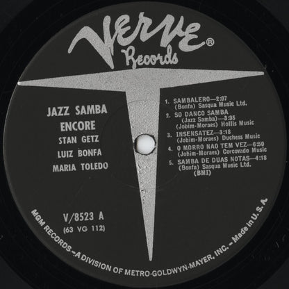 Stan Getz / Luiz Bonfa - Jazz Samba Encore! -MONO (V-8523) 1963 US Verve | 中古LP