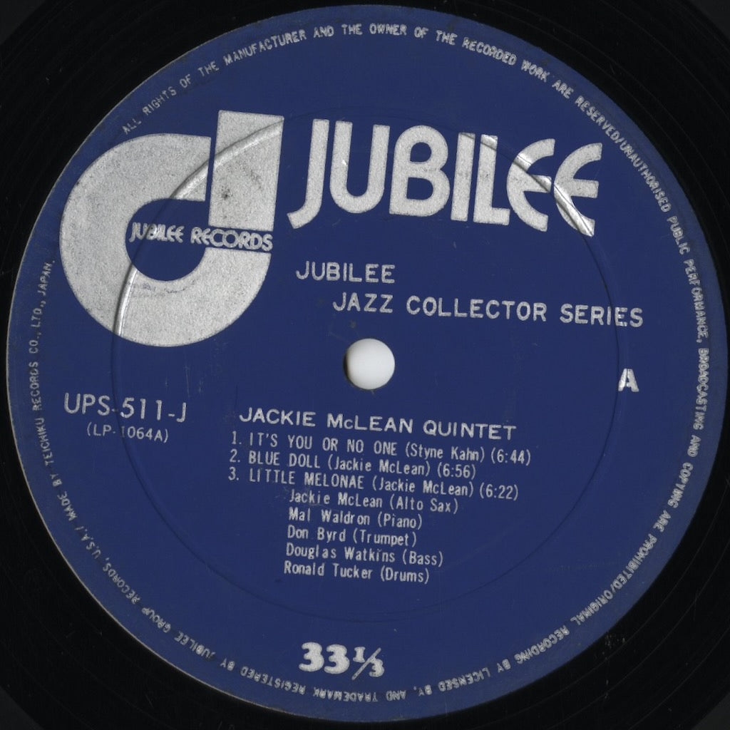 Jackie McLean - The Jackie McLean Quintet (UPS-511-J) LP 1972 JPN Jubilee｜中古LP