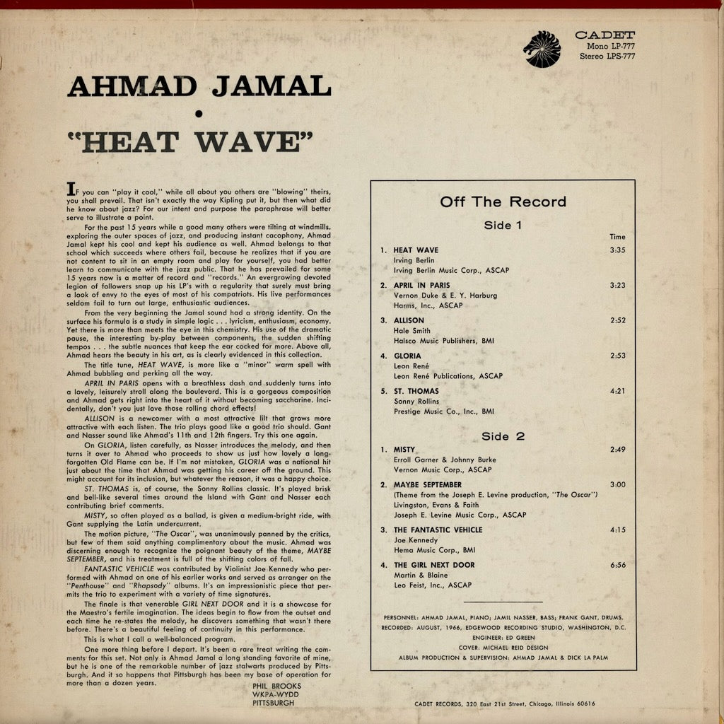 Ahmad Jamal - Heat Wave (LPS-777) LP 1966 US Cadet｜中古LP