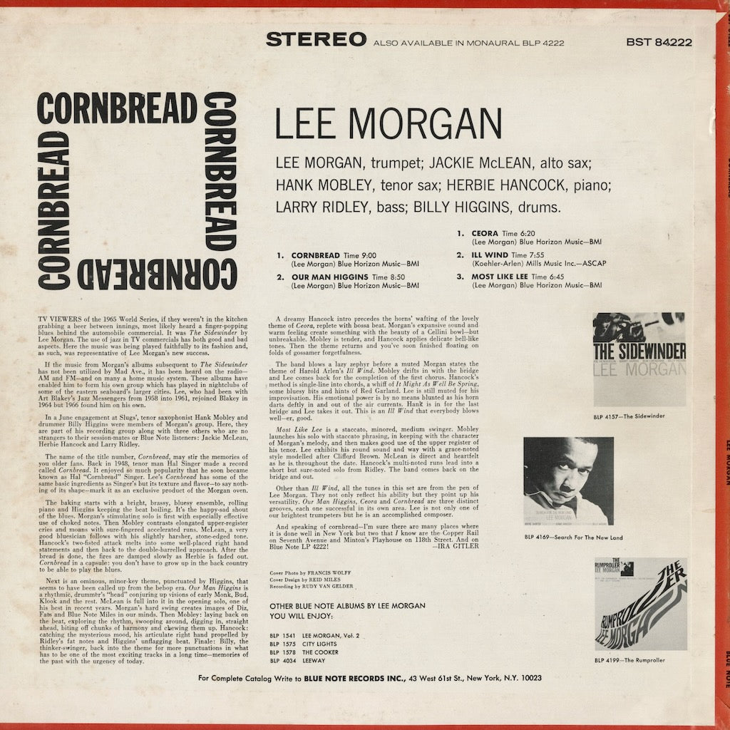 Lee Morgan - Cornbread (BST-84222) LP 1968 US Blue Note｜中古LP
