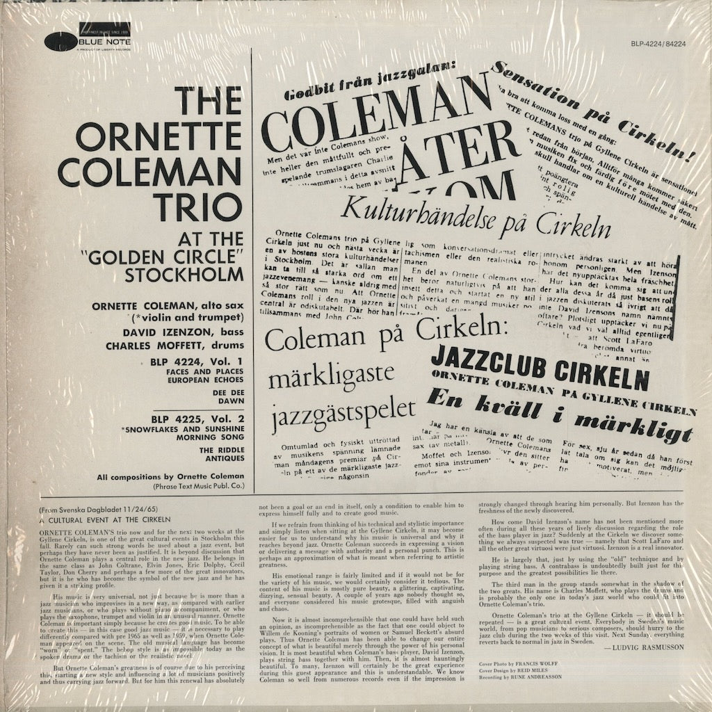 Ornette Coleman / オーネット・コールマン / At The Golden Circle Stockholm Volume One (BST-84224)