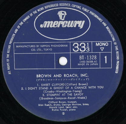 Clifford Brown & Max Roach - Brown And Roach Incorporated (BT-1328) 1974 JPN Mercury｜中古LP