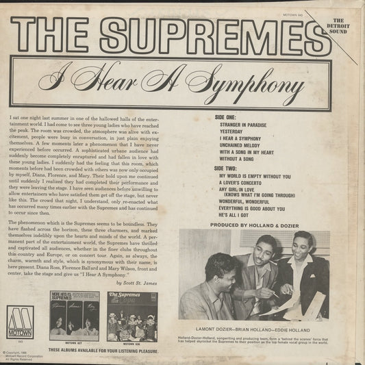 The Supremes - I Hear A Symphony (MS 643) 1966 US MOTOWN｜中古LP