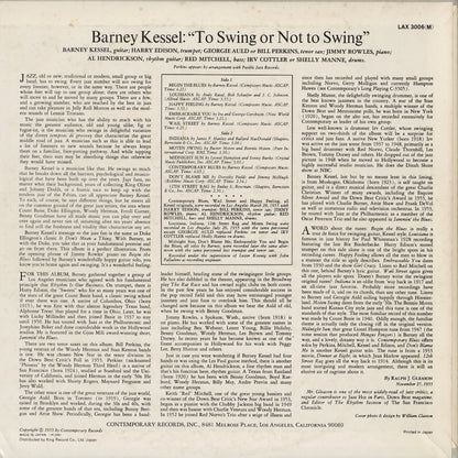 Barney Kessel - Vol. 3, To Swing Or Not To Swing (LAX 3006M) LP 1974 JPN Contemporary｜中古LP
