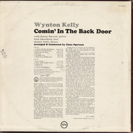 Wynton Kelly - Comin' In The Back Door (V-8576) 1963 US Verve MONO｜中古LP