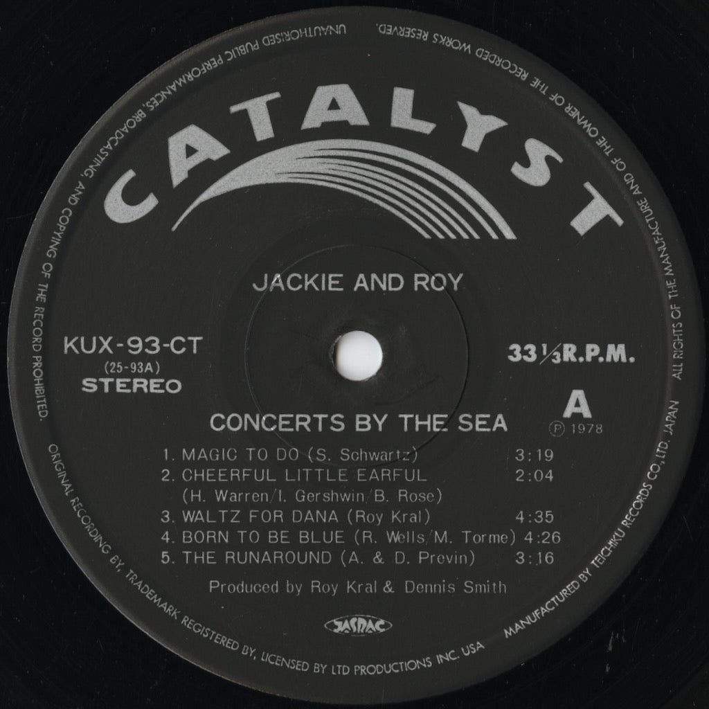Jackie And Roy – Concerts By The Sea (KUX-93-CT) LP 1977 JPN Catalyst | 中古LP