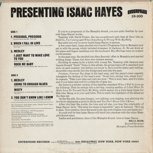Isaac Hayes - Presenting (13-100) 1968 US Enterprise｜中古LP