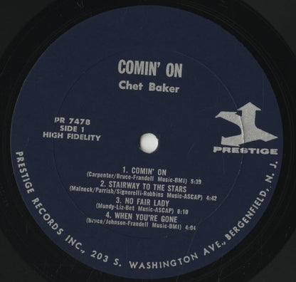 Chet Baker / チェット・ベイカー / Comin' On With The Chet Baker Quintet (PR 7478)