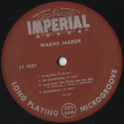 Warne Marsh / ウォーン・マーシュ / Jazz Of Two Cities (LP 9027)
