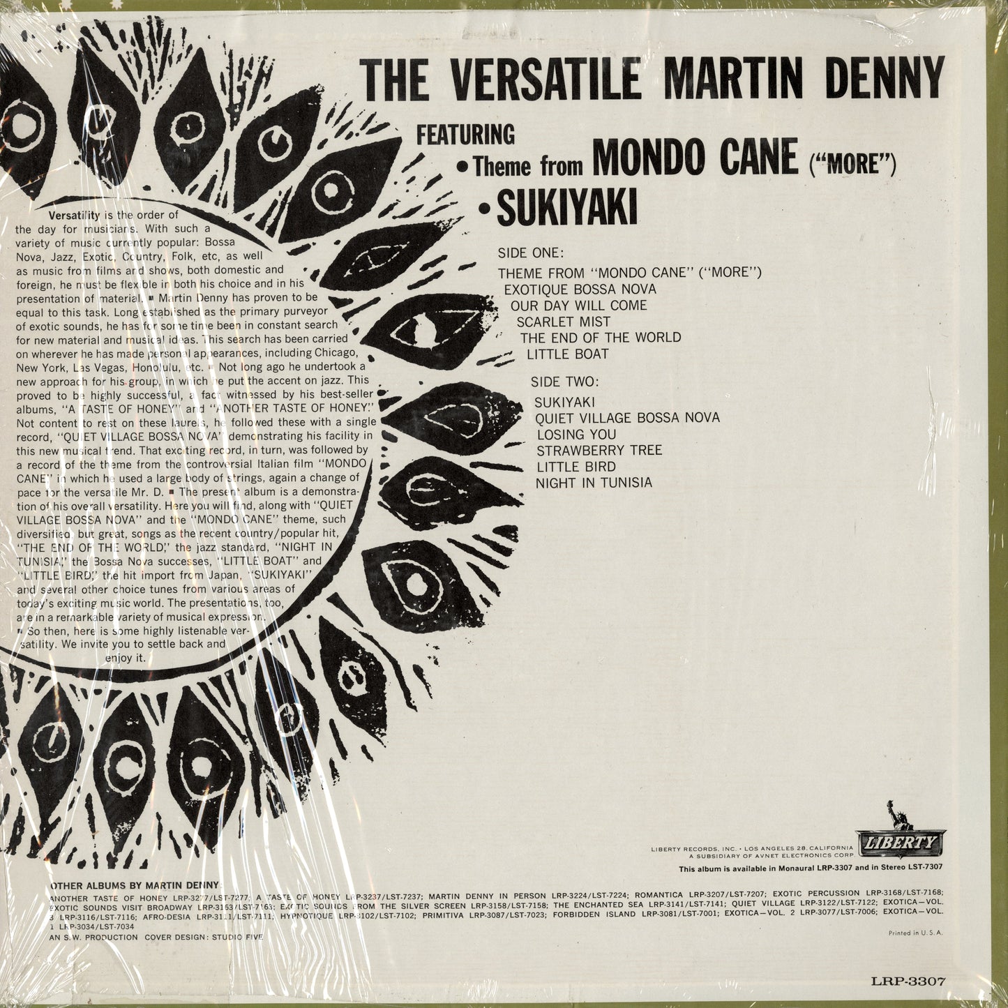 Martin Denny - The Versatile Martin Denny (LRP-3307) LP 1963 US Liberty MONO｜中古LP