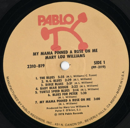 Mary Lou Williams - My Mama Pinned A Rose On Me (2310 819) 1979 US Pablo｜中古LP