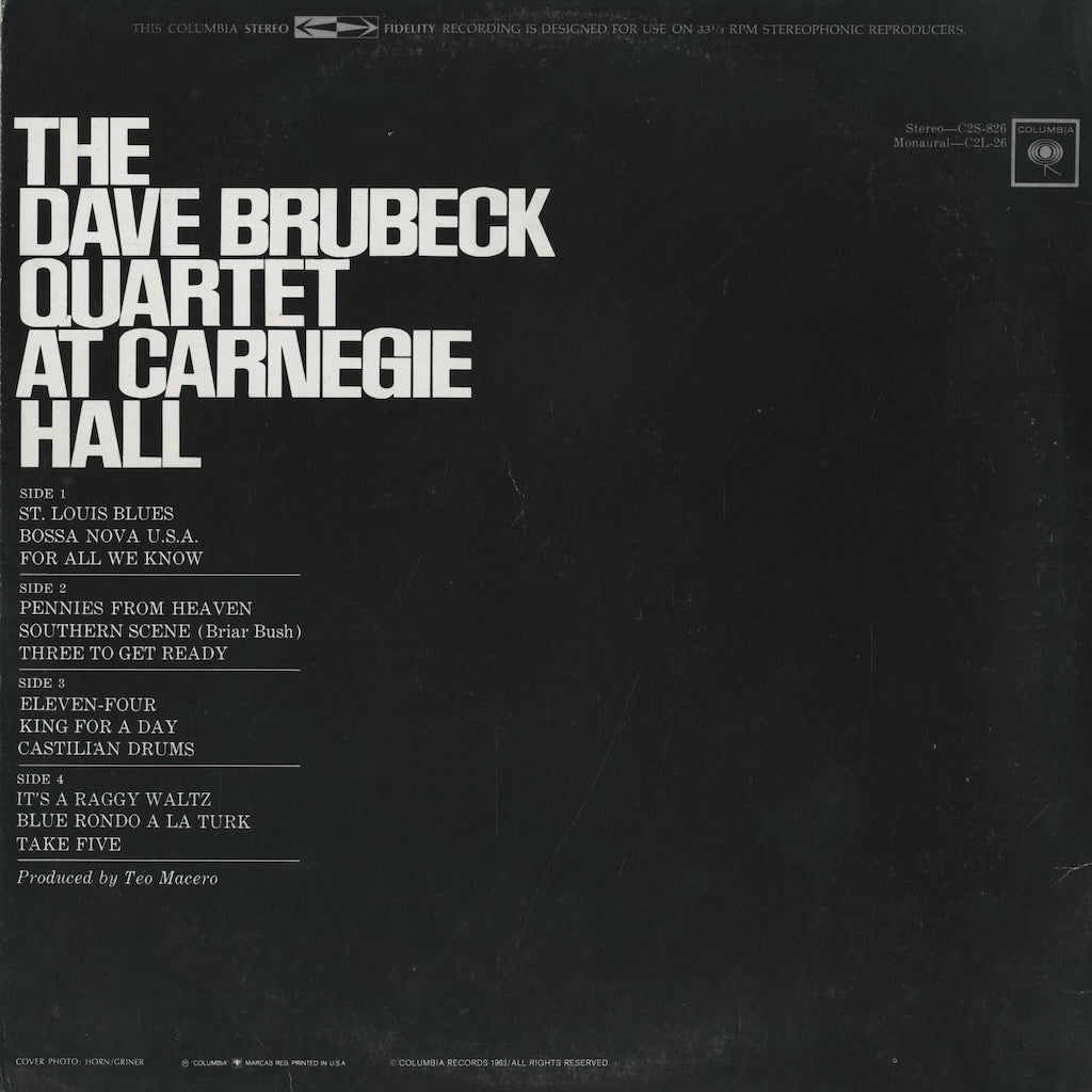 Dave Brubeck / デイヴ・ブルーベック / At Carnegie Hall (C2S-826)