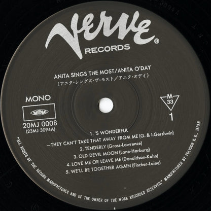 Anita O'Day / Anita Sings The Most (20MJ 0008) LP 1985 JPN Verve / Polydor｜中古LP
