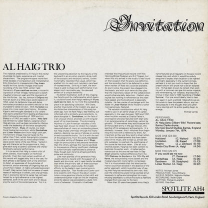 Al Haig Trio / アル・ヘイグ・トリオ / Invitation (AH 4)