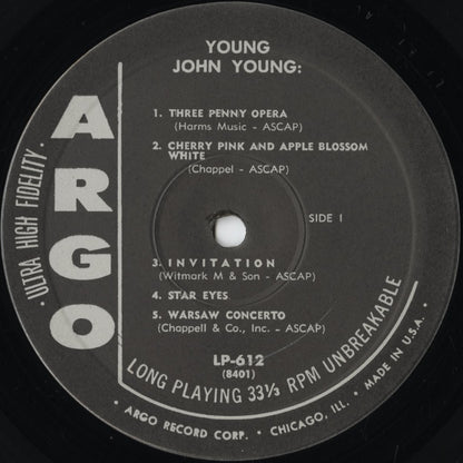 The John Young Trio - Young John Young (LP-612) US Argo｜中古LP