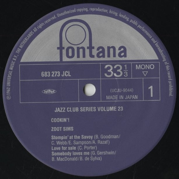 Zoot Sims – Cookin'! -180g (UCJU-9044) 2005 JPN Fontana・Universal Music | 中古LP