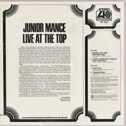 Junior Mance – Live At The Top (SD 1521) 1969 US Atlantic | 中古LP