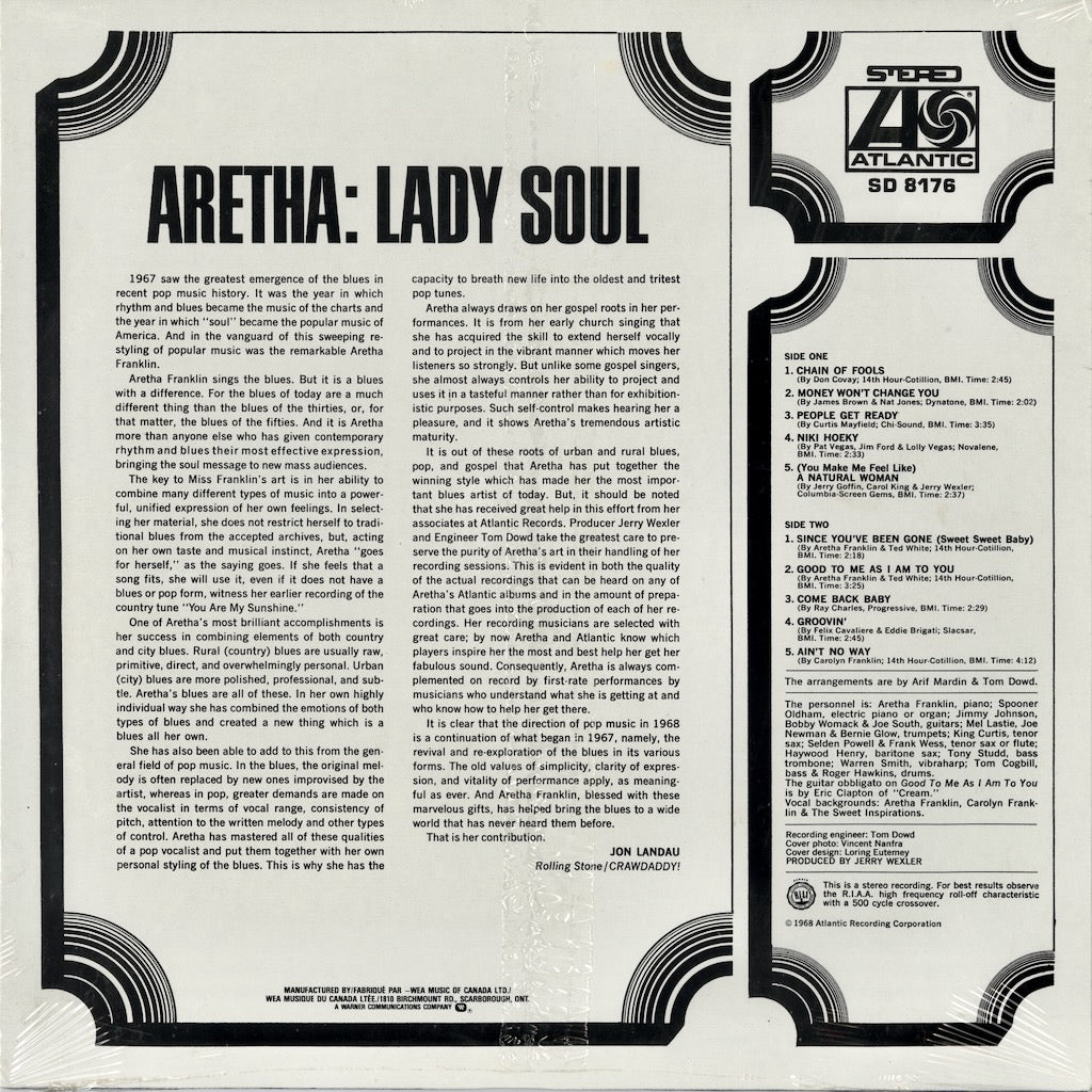 Aretha Franklin / アレサ・フランクリン / Lady Soul (SD 8176) 未開封シールド