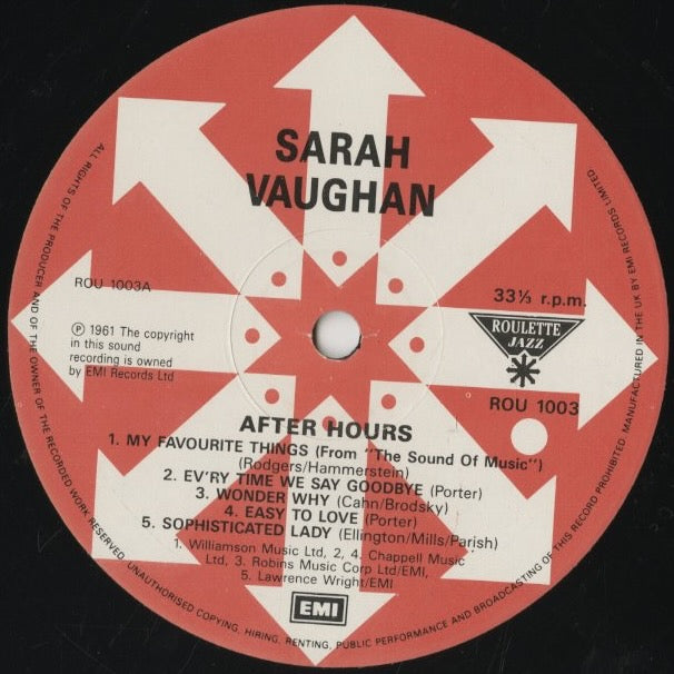 Sarah Vaughan / サラ・ヴォーン / After Hours (ROU 1003)
