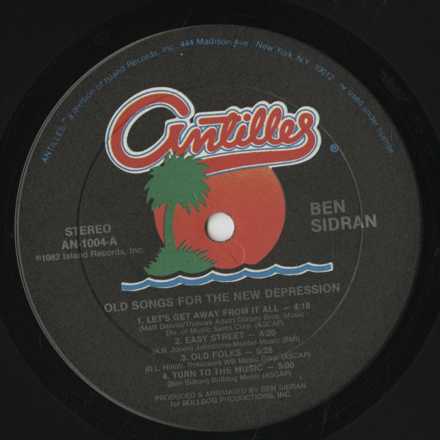 Ben Sidran / ベン・シドラン / Old Songs For The New Depression (AN-1001)