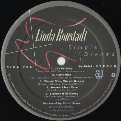 Linda Ronstadt - Simple Dreams (6E-104) 1977 US Asylum｜中古LP