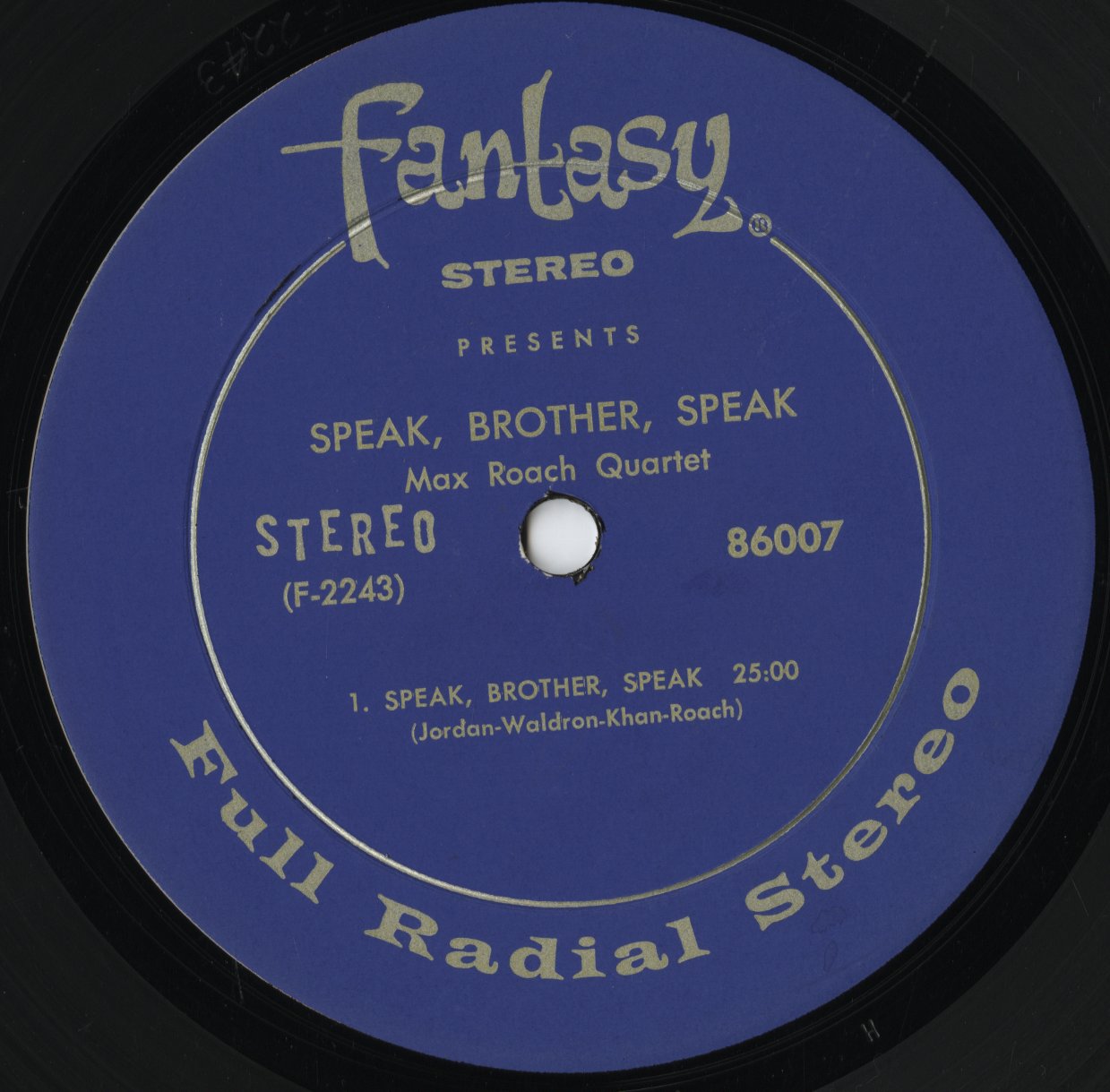 Max Roach Quartet - Speak, Brother, Speak! (86007) 1963 US Fantasy｜中古LP