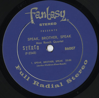 Max Roach Quartet - Speak, Brother, Speak! (86007) 1963 US Fantasy｜中古LP