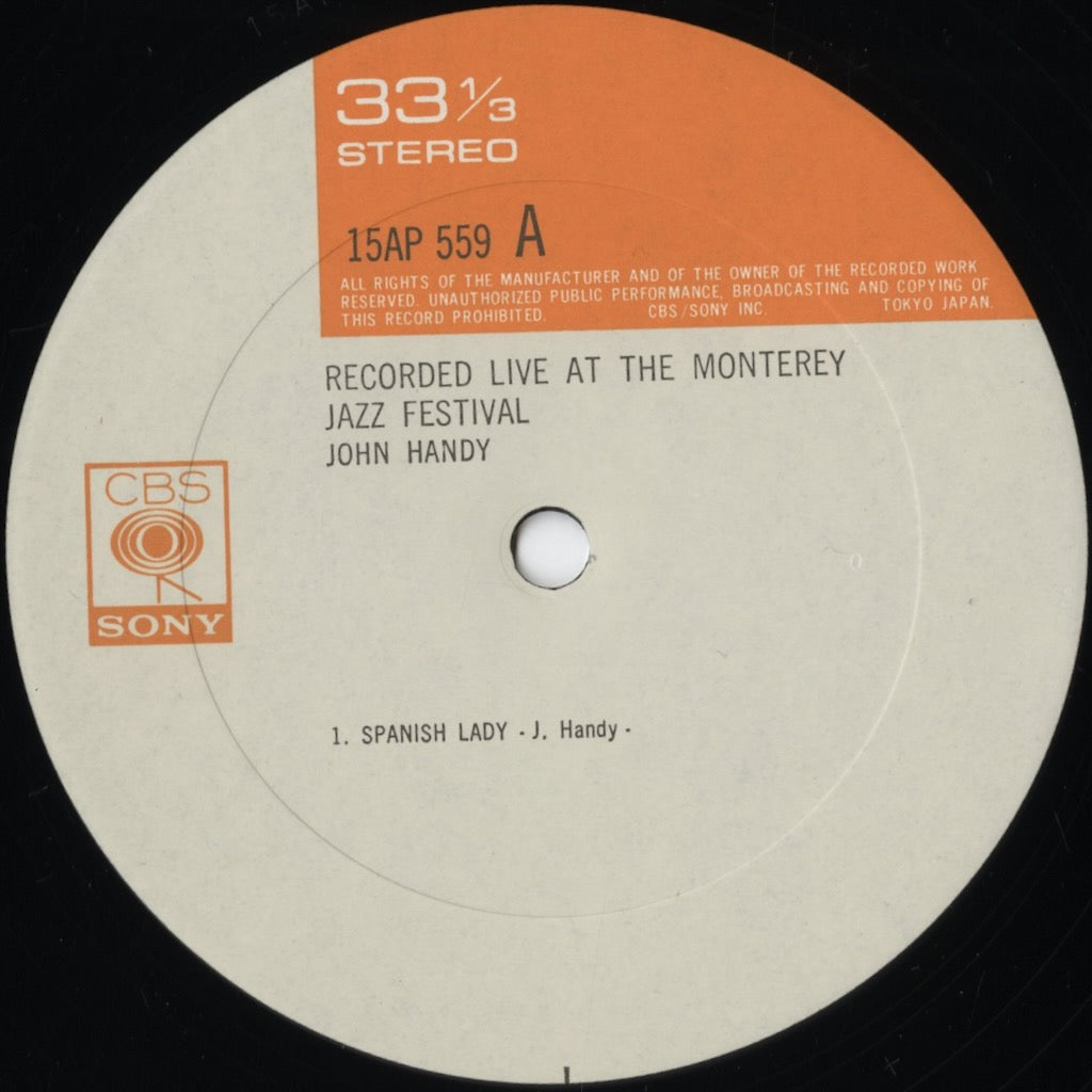 John Handy - Recorded Live At The Monterey Jazz Festival (15AP 559) LP 1977 JPN CBS/Sony