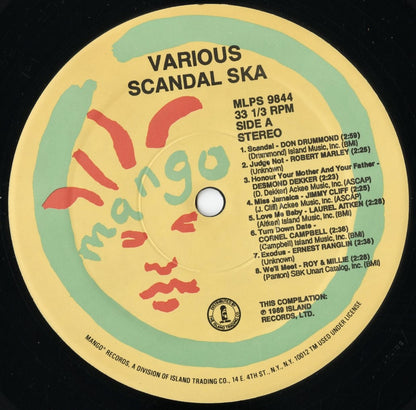 V.A. - Scandal Ska (MILPS 9844) 1989 US Mango｜中古LP