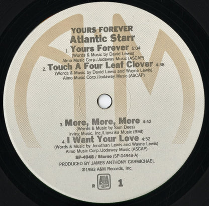 Atlantic Starr – Yours Forever (SP-4948) 1983 US A&M｜中古LP