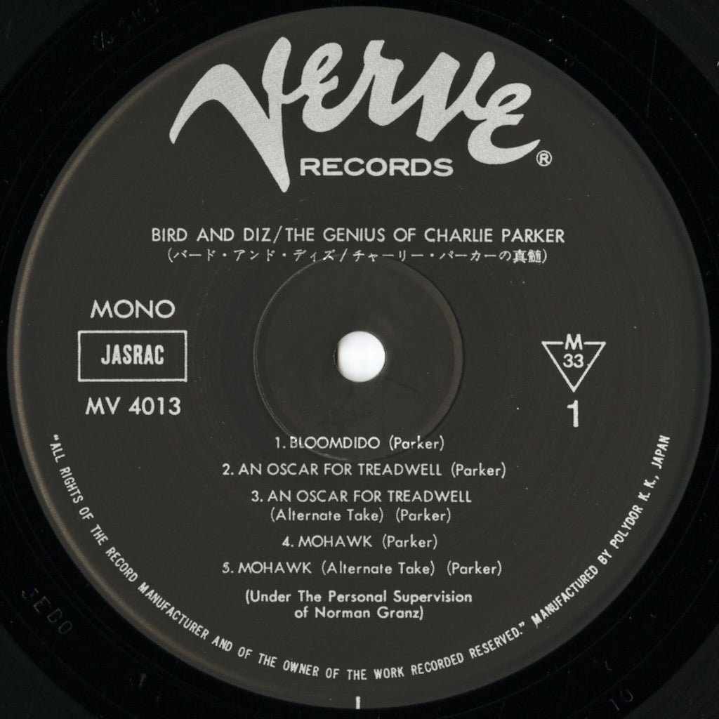 Charlie Parker / チャーリー・パーカー / Bird And Diz (MV 4013)