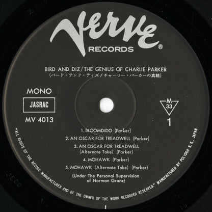 Charlie Parker / チャーリー・パーカー / Bird And Diz (MV 4013)