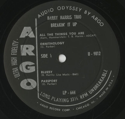 Barry Harris Trio / バリー・ハリス / Breakin' It Up (LP-644)